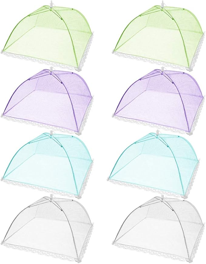 Pop-Up Mesh Screen Tent Umbrella, SPANLA 8 Pack Colored Food Cover Net for Outdoors, Screen Tents, Parties Picnics, BBQs, Reusable and Collapsible,17 Inches - Image 2