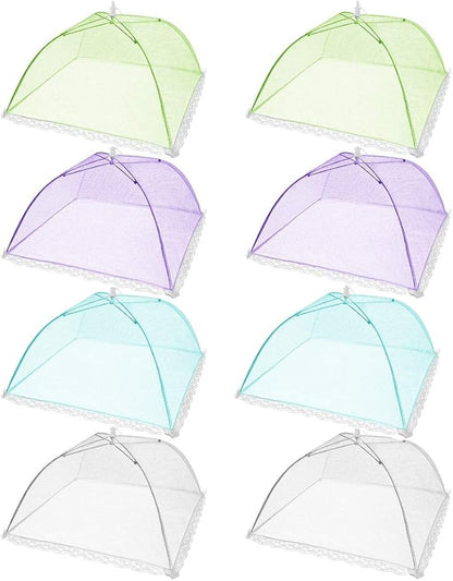 Pop-Up Mesh Screen Tent Umbrella, SPANLA 8 Pack Colored Food Cover Net for Outdoors, Screen Tents, Parties Picnics, BBQs, Reusable and Collapsible,17 Inches - Image 2