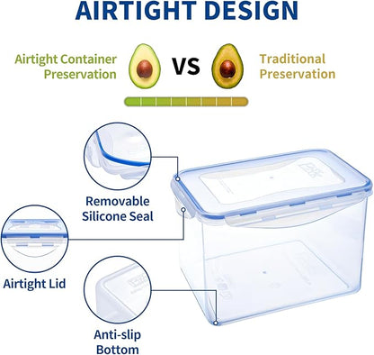 KIGI Large Food Storage Containers with Airtight Lids, BPA free Plastic, Leakproof, 4 Sided Locking Lid, 17.7 Cup, 143oz, 4 Piece Set,