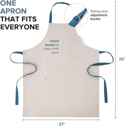 Cotton Canvas Apron for Women & Men – Adjustable Neck Strap & Waist Ties with Pockets