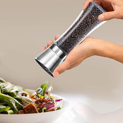 Pepper Grinder or Salt Grinder, Best Spice Mill with Ceramic Blades, Adjustable Coarseness, Brushed Stainless Steel Cap, and Refillable Tall Glass Body with 6OZ Capacity (7.5") - Image 6