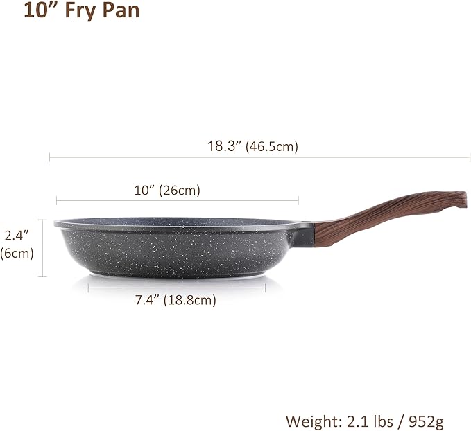 SENSARTE Nonstick Frying Pan Skillet, Swiss Granite Coating Omelette Pan, Healthy Stone Cookware Chef's Pan, PFOA Free (8/9.5/10/11/12.5 Inch) (10 Inch) - Image 6