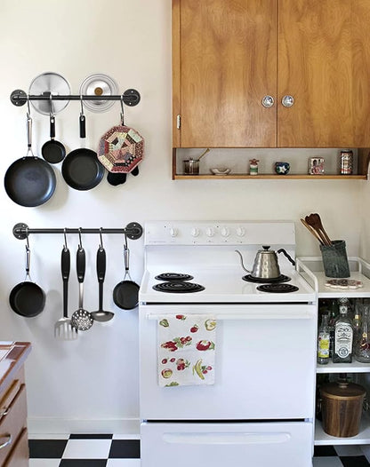 Industrial Pipe Pot Pan Rack 21" (2 Pack), Wall mount Pot hangers Pan Hanging Rail Lid Hanger for kitchen with 10 S Hooks - Image 4