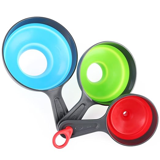 Large Small Funnel Set of 3, Food Grade Mini Funnels for Kitchen Use, Silicone Collapsible Funnels, Wide Mouth Canning Funnel for Mason Jars, Filling Bottles, Flask, Tiny Spice, Cooking Water YLYL by YLYL