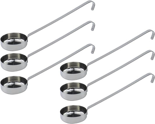 10.55 Inch 3 oz 6 Pcs Silver Stainless Steel 201 Long Handle Soup Spoon for Holding Food Kitchen Cooking Stirring Cooking Spoon