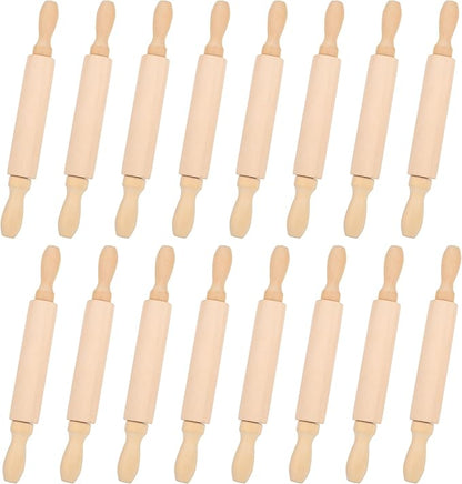16 Pcs 8 Inch Mini Wooden Rolling Pins Small Wood Rolling Pin Wooden Roller for Girls and Boys Kitchen Baking Pastry Cake Cookie Chef Role-playing Game by Unknown