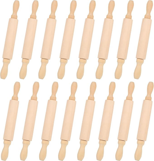 16 Pcs 8 Inch Mini Wooden Rolling Pins Small Wood Rolling Pin Wooden Roller for Girls and Boys Kitchen Baking Pastry Cake Cookie Chef Role-playing Game by Unknown