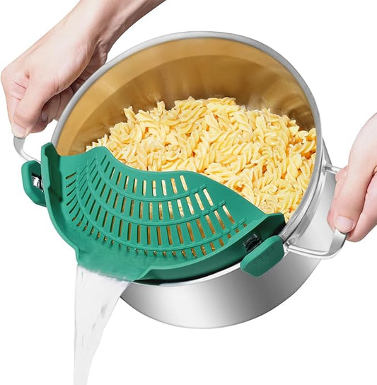 AUOON Oversized Pot Strainer Clip on Silicone - Family-Style Design Pasta Strainer Heat Resistant Kitchen Colander for Spaghetti and Noodles | Dishwasher Safe by AUOON