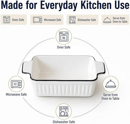 12 Oz Casserole Dish, Ceramic Baking Dishes Sets of 4, Small Casserole Dish with Handle, Porcelain Bakeware Sets, 5" Rectangular Baking Serving Dish for Casserole, Cakes, Dishwasher Oven Safe - Image 4