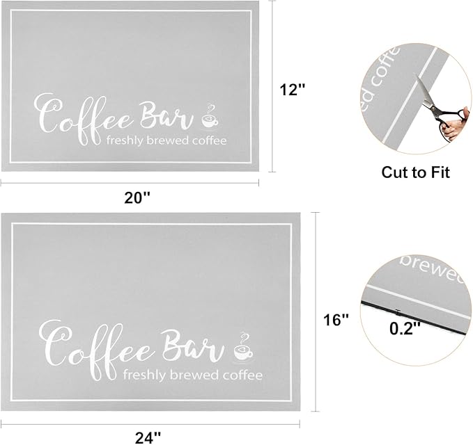 Findosom Dish Drying Mat, 16"x 24" Super Absorbent & Hide Stain Coffee Mat, Cuttable Drying Mat for Kitchen Counter, Coffee Bar Accessories, Under Dish Rack, Coffee Maker, Espresso Machine, LightGrey - Image 2
