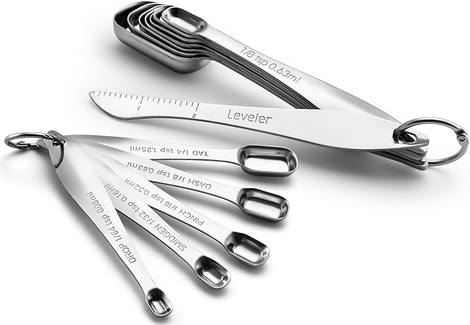 Spring Chef Stainless Steel Measuring Spoons Set of 13 with Leveler, Metal Teaspoon & Tablespoon Measuring Spoons for Cooking & Baking, Fits in Spice Jars, Kitchen Gadgets for Dry & Liquid Ingredients by SpringChef