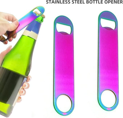 Rainbow Color Stainless Steel Flat Bottle Opener, Sturdy and Durable 2 Pcs to Send to Friends, Suitable for Bar Bartender Men Women Kitchen Restaurant Party Supplies (Large) - Image 5