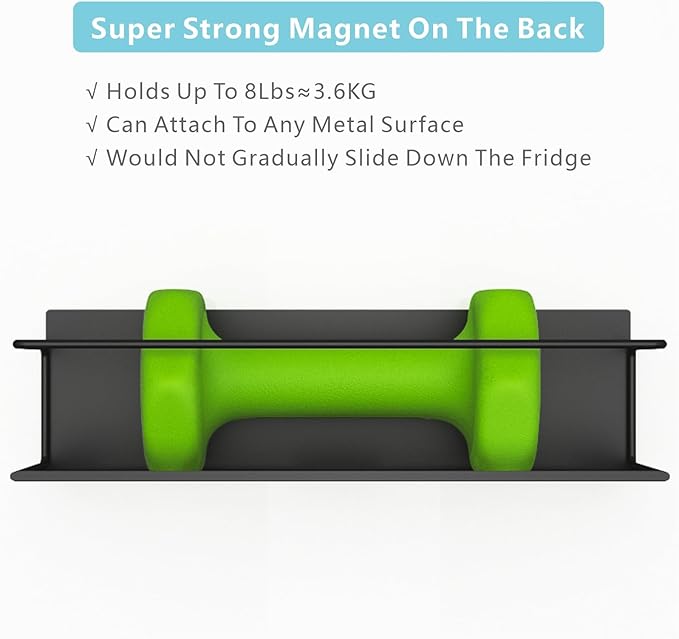 Magnetic Spice Rack For Refrigerator, Magnetic Fridge Shelf For Kitchen, Magnetic Shelf For Fridge Space Saving Black 4 Pack With Magnetic Paper Towel Holder - Image 3