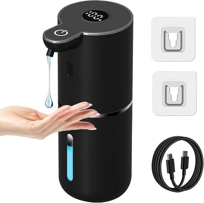 OHIFAST Automatic Liquid Soap Dispenser Touchless, USB Rechargeable Smart Hand Soap Dispenser, 6-Level Adjustable, 12.8oz/380mL, Compatible with Thick Thin Dish Soap for Bathroom Kitchen-Black by OHIFAST