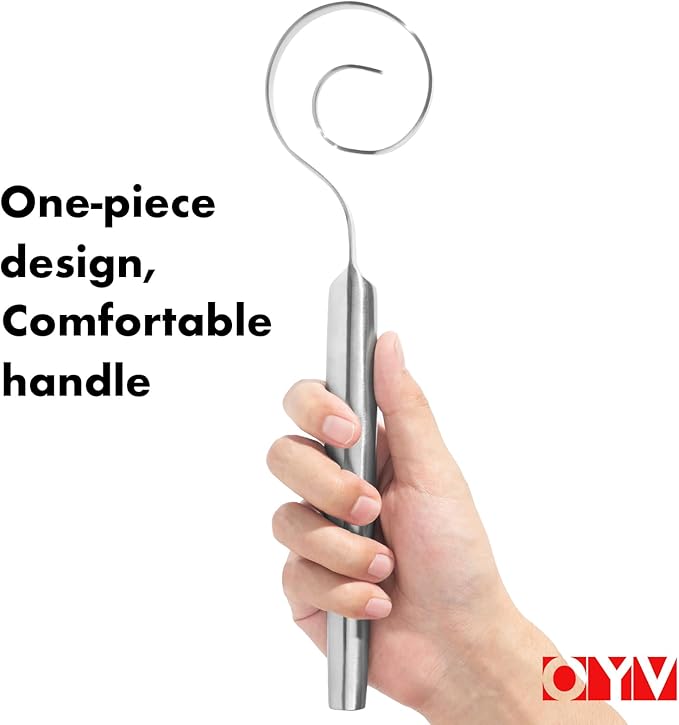 OYV 12-Inch Seamless Dough Whisk, 18/10 Stainless Steel Bread Whisk, Danish Whisk for Sourdough, Pizza, Cookies, Pancake & Waffle, Easy to Clean Sour Dough Tools - Image 4