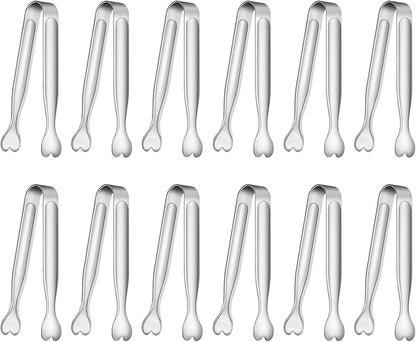 12 PCS Heart-Shaped Small Serving Tongs, 4.3 Inch Mini Sugar Tongs Silver Stainless Steel for Ice Cube, Appetizers, Dessert, Tea Party, Home Kitchen, Coffee Bars, Buffet, Food Grade & Dishwasher Safe by Unknown