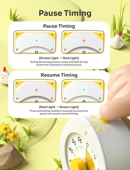 LIORQUE Visual Timer for Kids, 60-Minute Countdown Kitchen Timers for Cooking, Kids Timer with Silent Operation & Countdown Pause for Teaching Classroom Office - Image 4