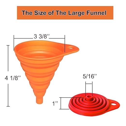 KongNai Kitchen Funnel Set, Small and Large, Kitchen Gadgets Accessories Foldable Silicone Collapsible Funnels for Filling Water Bottle Liquid Transfer Food Grade (6 Pack) - Image 2
