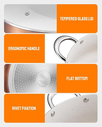 BEZIA Large 12 Quart Nonstick Cooking Pot with Lid, Induction Stock Pot, Soup Pot for All Stovetops, Non-toxic and Oven Safe, PFOA PFAS Free, Golden - Image 6