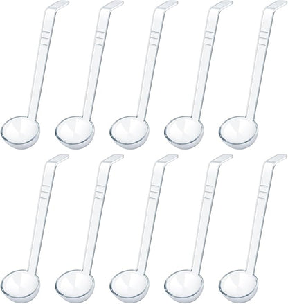 10 Pcs 1 Oz Small Ladle 7.87 Inches Mini Ladles for Serving Sauce, Soup, Dressing, Punch Bowl, Gravy, Cocktail, Fruit Juices – Clear Plastic Long Handle Ladles for Parties, Catering (Transparent)
