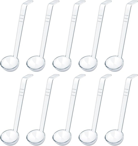 10 Pcs 1 Oz Small Ladle 7.87 Inches Mini Ladles for Serving Sauce, Soup, Dressing, Punch Bowl, Gravy, Cocktail, Fruit Juices – Clear Plastic Long Handle Ladles for Parties, Catering (Transparent)