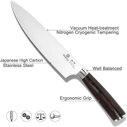 imarku 3 Pieces Knife Set, Japanese High Carbon Stainless Steel Chef Knife Set, Professional Chef Knives with Ergonomic Pakkawood Handle, Ultra Sharp Cooking Knives for Kitchen & Home Cooking - Image 6