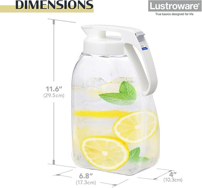 QuickServe Large Airtight Pitcher - 3L (101oz), Heat Resistant, BPA-Free SAN Plastic, One Touch Open & Close, Space-Saving, Made in Japan - White - Image 3