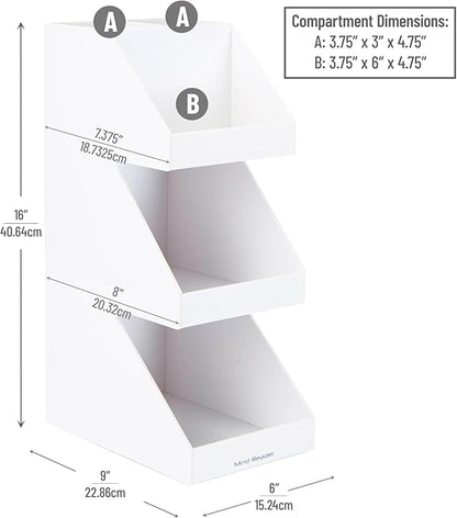 Mind Reader Coffee Tea Utensil and Condiment Station, Countertop Organizer, Coffee Bar, Kitchen, 6" L x 9" W x 16" H, White (Pack of 2) - Image 3