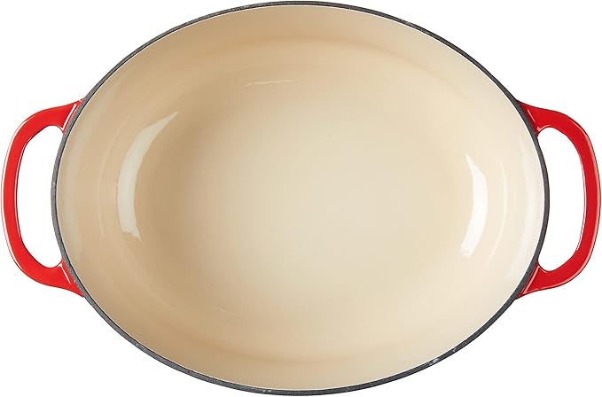 Lodge 7 Quart Enameled Cast Iron Oval Dutch Oven with Lid – Dual Handles – Oven Safe up to 500° F or on Stovetop - Use to Marinate, Cook, Bake, Refrigerate and Serve – Red - Image 3