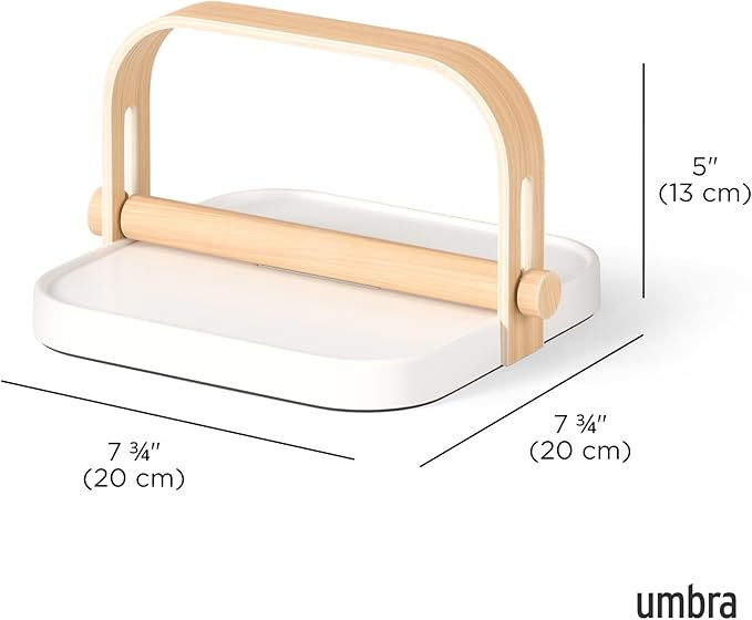 Umbra Bellwood Napkin Holder with Weight and Carrying Handle, White/Natural - Image 3
