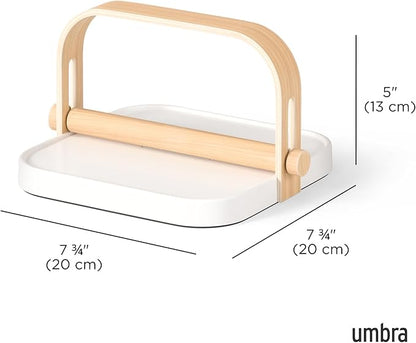 Umbra Bellwood Napkin Holder with Weight and Carrying Handle, White/Natural - Image 3