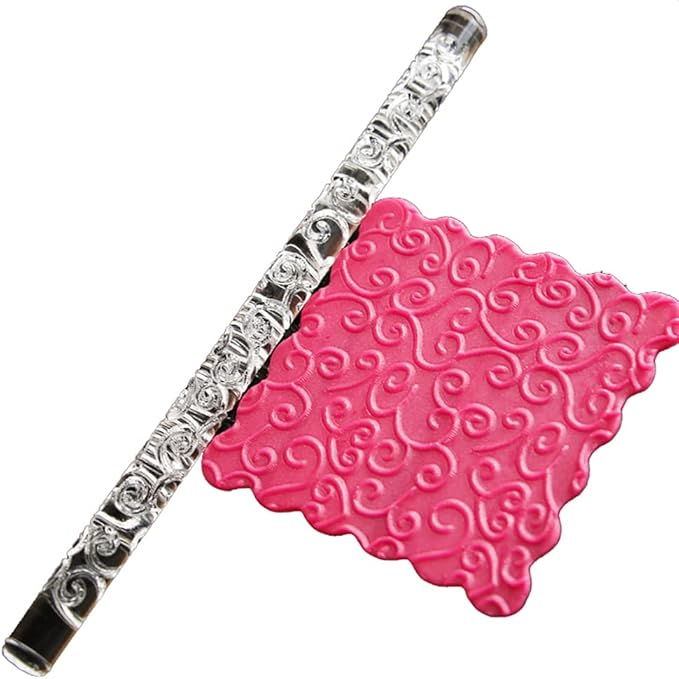 Acrylic Rolling Pin with 28 Patterns, Lightweight 6.3x0.4 Inch Textured Design for Cookie Dough and Pastry (#18)
