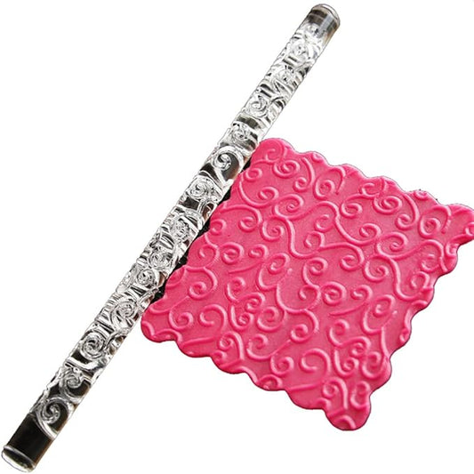 Acrylic Rolling Pin with 28 Patterns, Lightweight 6.3x0.4 Inch Textured Design for Cookie Dough and Pastry (#18)