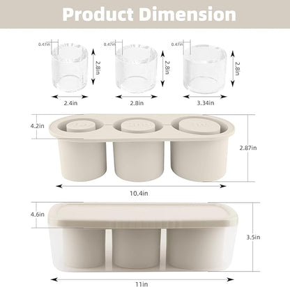 Tcamp Tumbler Ice Mold, Ice Cube Tray for 30 oz -40 oz Tumbler Cup, 3 Pcs Silicone Hollow Cylinder Ice Mold with Lid and Bin for Freezer, Ice Drink, Juice, Whiskey, Cocktail (White)