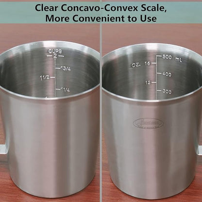 Newness Stainless Steel Measuring Cup, Metal Measuring Cup with Handle (Upgraded, 3 Marking Including Cup/ML/Ounce Scale), 16 Ounces (0.5 Liter, 2 Cup) - Image 3