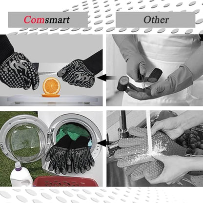 Comsmart BBQ Gloves, 1472F Heat Resistant Silicone Non-Slip Oven Mitts, Long Kitchen Gloves Perfect for Grilling, Cooking, Baking, Cutting - Image 5
