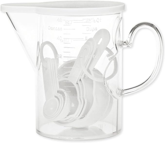 Measuring Cups and Measuring Spoons Set of 10 Pieces, Supreme Housewares Plastic Multi-Purpose Home Essentials Cooking, and Baking Tools BPA Free Dishwasher Safe for Liquid and Dry (White) by SupremeHousewares