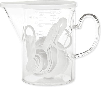 Measuring Cups and Measuring Spoons Set of 10 Pieces, Supreme Housewares Plastic Multi-Purpose Home Essentials Cooking, and Baking Tools BPA Free Dishwasher Safe for Liquid and Dry (White) by SupremeHousewares