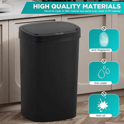 PayLessHere | 13 Gallon Plastic Trash Can | Black | Automatic Touchless Lid with Motion Sensor | Kitchen Garbage Can with Waterproof Design | for Home, Office, Bathroom | Pack of 1 - Image 4