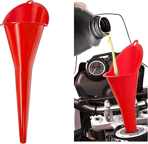 Long-Neck Oil Funnel for Automotive – Multi-Function Plastic Funnel for Oil, Gas & Lubricants – Universal Car Accessory (Red (1-Pack)) by Cartisen