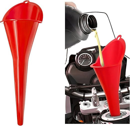 Long-Neck Oil Funnel for Automotive – Multi-Function Plastic Funnel for Oil, Gas & Lubricants – Universal Car Accessory (Red (1-Pack)) by Cartisen