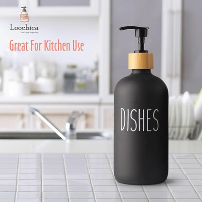 LOOCHICA Black Glass Kitchen Soap Dispenser, Detergent Dispenser or Dish Soap Dispenser for Kitchen Sink, Black Soap Dispenser, Modern Farmhouse Decor Dish Soap Pump for Kitchen Organization - Image 9