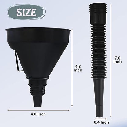 Plastic Oil Funnels for Automotive Use Set of 5, Large Flexible Fuel Funnel with Long Hose for Gas Transfer, Gasoline Funnels for Cars Boat Canning and Bottle - Image 7