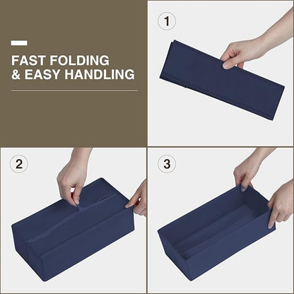 DIMJ Drawer Organizers Clothes, Set of 12 Dresser Organizer Bins, Fabric Closet Organizers and Storage, Shallow Drawer Dividers for Nursery, Clothing, Baby Clothes, Socks, Underwears, Tie (Navy Blue) - Image 6