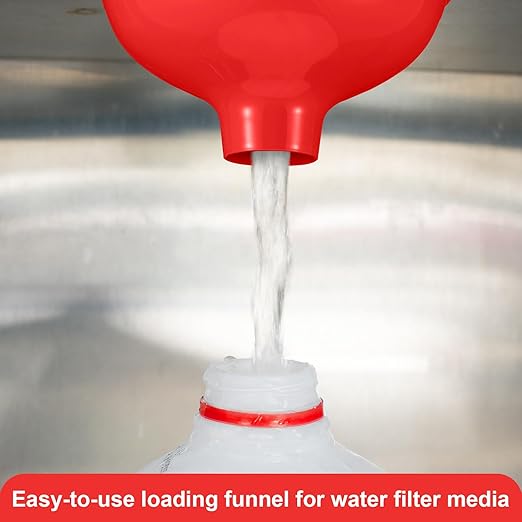 Vesici 2 Pack Extra Large Wide Mouth Funnel Red 2.5" x 10" Multi Purpose Filling Funnel Plastic Reusable for Water Softener Resin Tanks Carbon Media Jar Filling Use