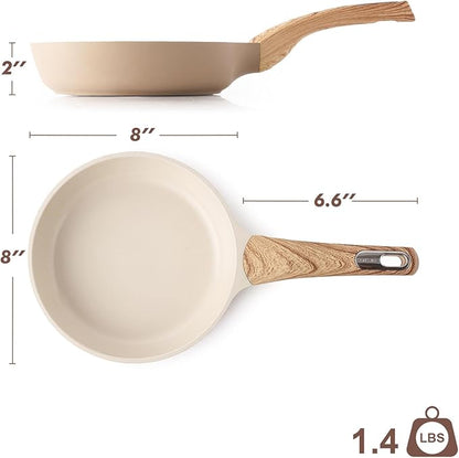 SENSARTE Ceramic Nonstick Frying Pan Small Skillet 8Inch Non Stick Omelette Pans, Non-toxic Healthy Kitchen Cooking Chef's Pan, Free of Intentionally Added PFOA/PFAS/PTFE, Induction Compatible, Taupe - Image 7