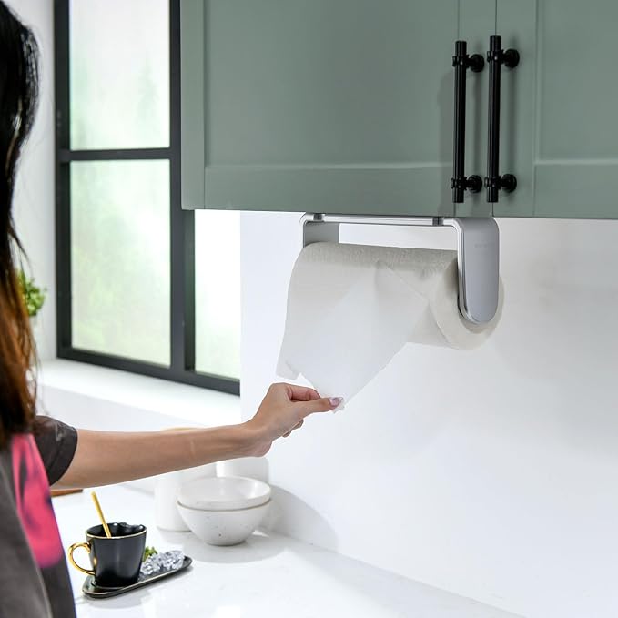 simpletome Paper Towel Holder ONE Hand Tear Adaptive Tension Arm Adjustable Length 9.4-11inch/24-28cm (Silvery) - Image 7