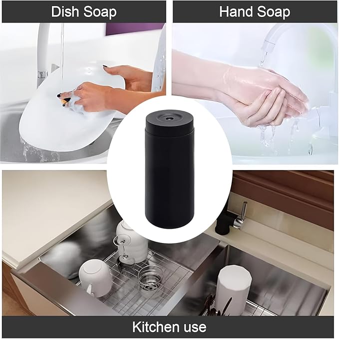 Silicone Dish Soap Dispenser, 8 Oz Refillable Squeeze Bottle, Leakproof for Kitchen Sink, Black - Image 7
