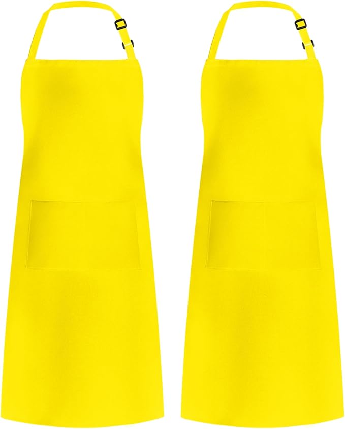 Syntus Apron for Men Women, Adjustable Cooking Kitchen Chef Aprons with 2 Pockets, Cotton/Polycotton/Polyester by Syntus