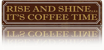 Coffee Time Metal Tin Signs, Coffees Lover Home Decor for Kitchen Bedroom Dining Room, Farmhouse Cafe Decors, Decorative Metal Wall Signs 15.8x4 Inches by Unknown